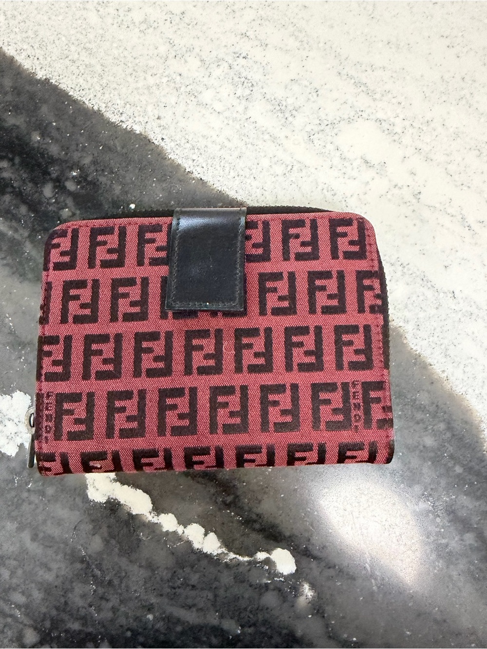 Fendi Bifold Card Holder in Red and Black Monogram